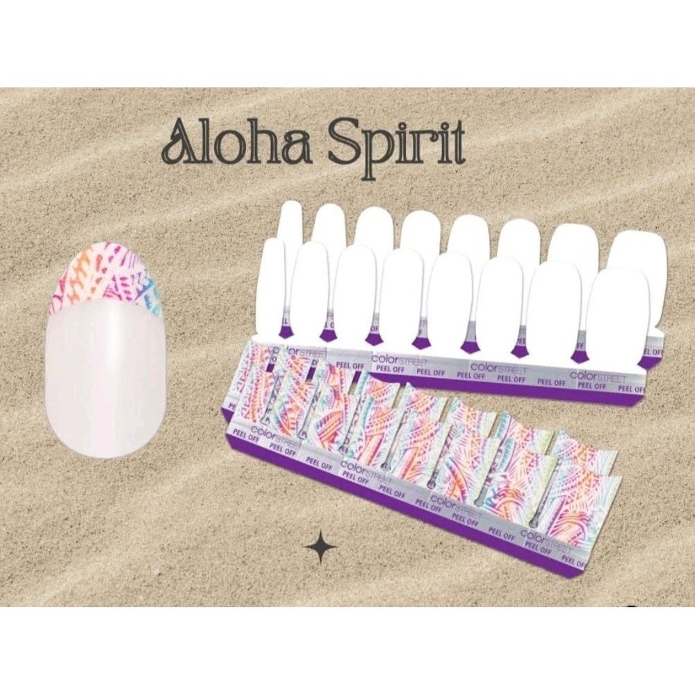Color Street French Manicure Nail Polish Strips ALOHA SPIRIT Glitter Retired